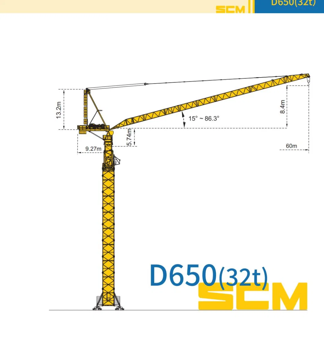 Made in China Tower Crane Construction Crane Construction Machinery Luffer Luffing Cranes Luffing Tower Crane 32t