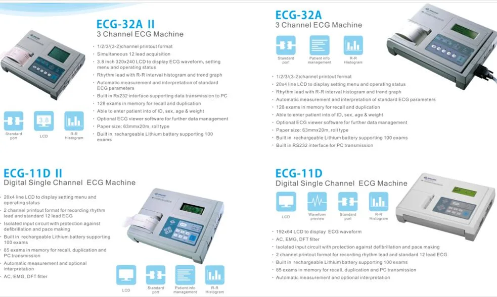 7 Inches A3 12 Lead ECG Vet Equipment Cable and Electrodes Electrocardiograph Digital Veterinary Animals 3 Channel ECG Machine Cheap Price