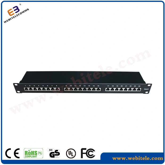 19&quot; Toolless Horizontal Version 1u Rack Panel CAT6 UTP RJ45 Patch Panel