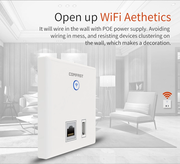 Comfast 86 Panel 300Mbps Qualcomm Chip Rj11+ RJ45 Port in-Wall Wireless Ap OEM/ODM