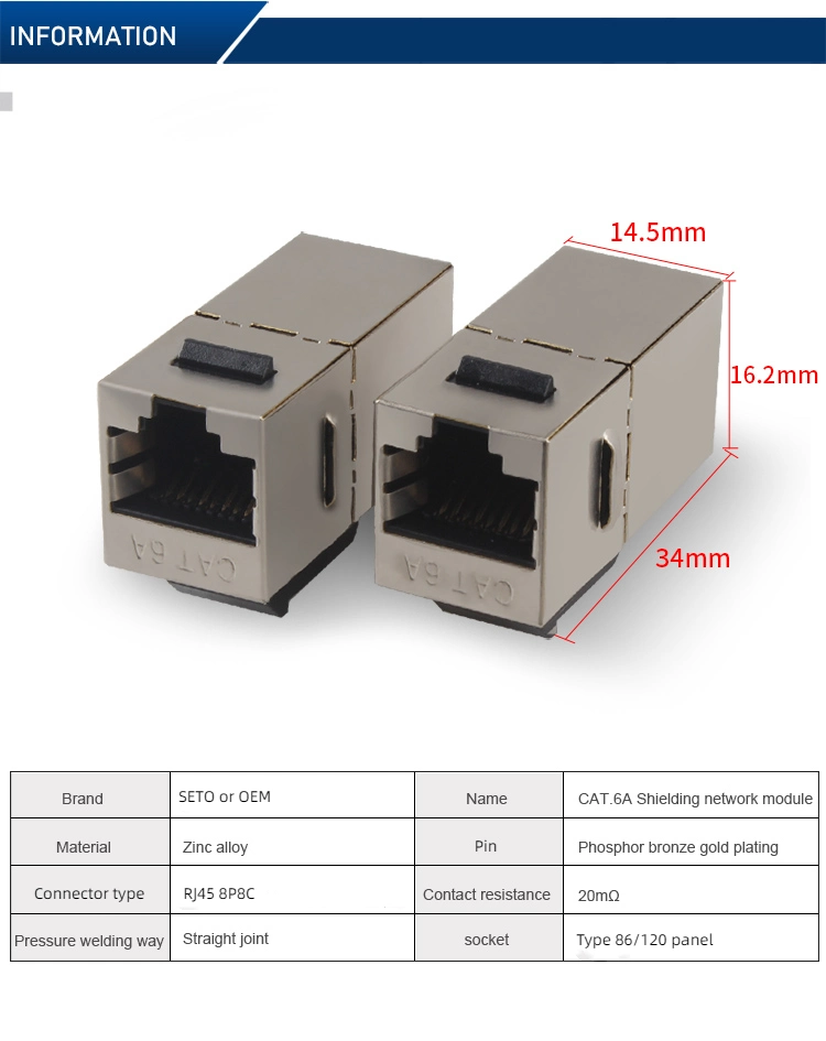 FTP RJ45 CAT6A Keystone Jack CAT6A Shielded Connector Network CAT6A