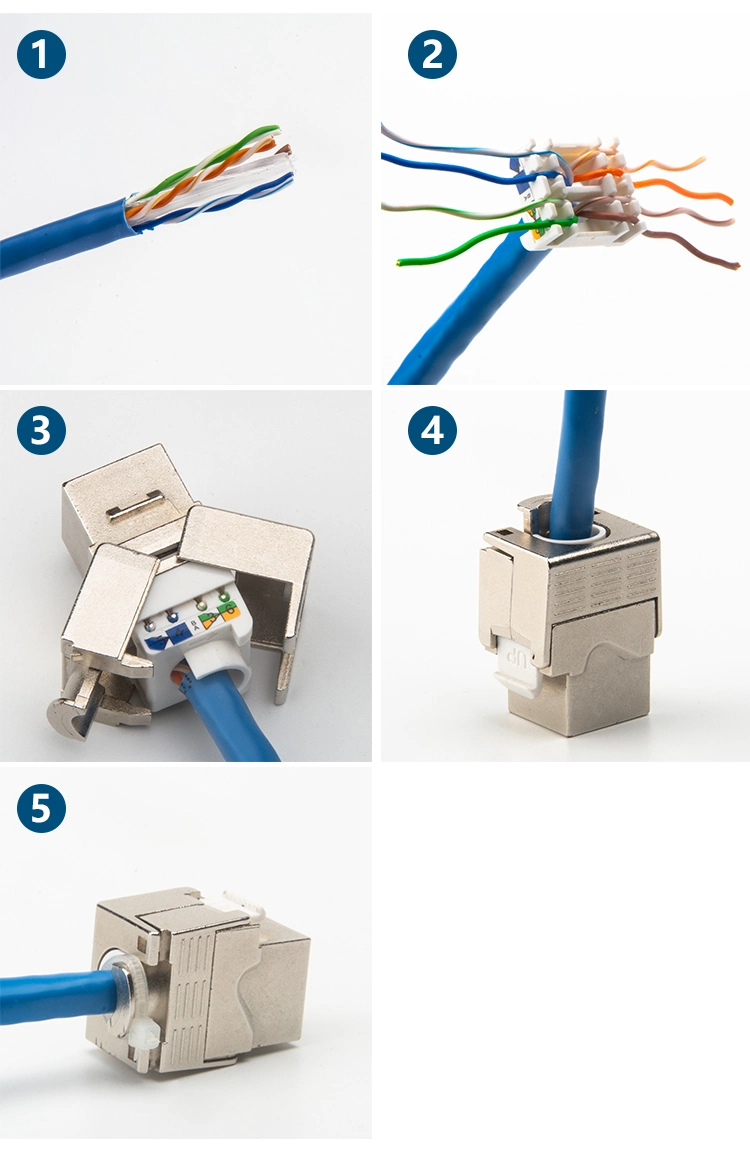 High Quality Network Cat5e Cat 6 CAT6A Cat7 Shielded Modular Jack Tooless FTP 180 Degree RJ45 Keystone Jack CAT6