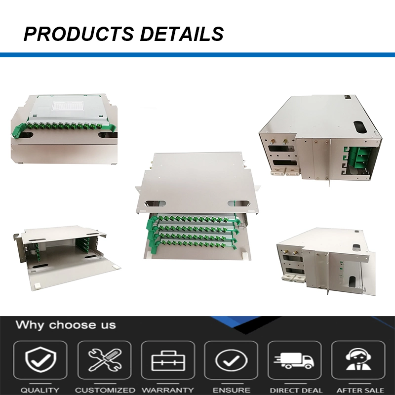 Hot Sell 48 144 Core ODF Optic Patch Panel with Sc/APC, LC/Upc Adapter and Pigtails Fiber