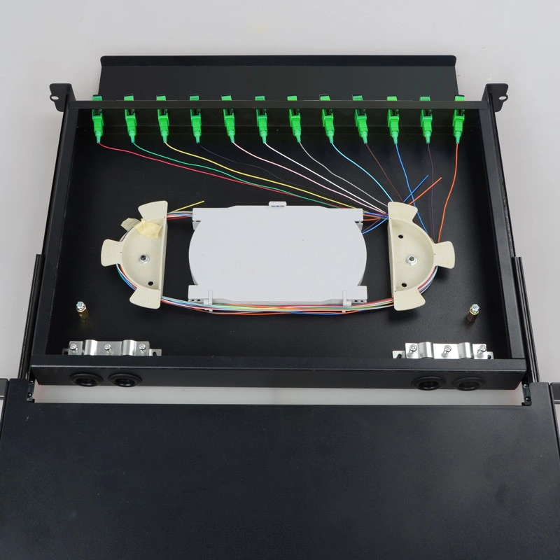 1u 19&prime;&prime; 12 24 Port Fiber Optic Cable Terminal Patch Panel Distribution Box