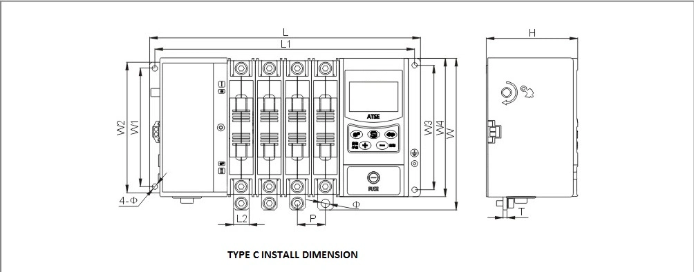 2 Sections Automatic Change Over Switch (Q8-1250IIA/4P)