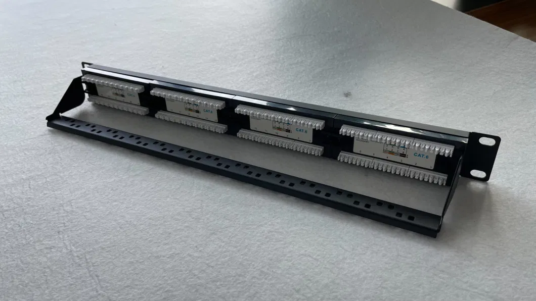 CAT6 Coupler Patch Panel, 24-Port, 1ru, Cable Management Bar Included