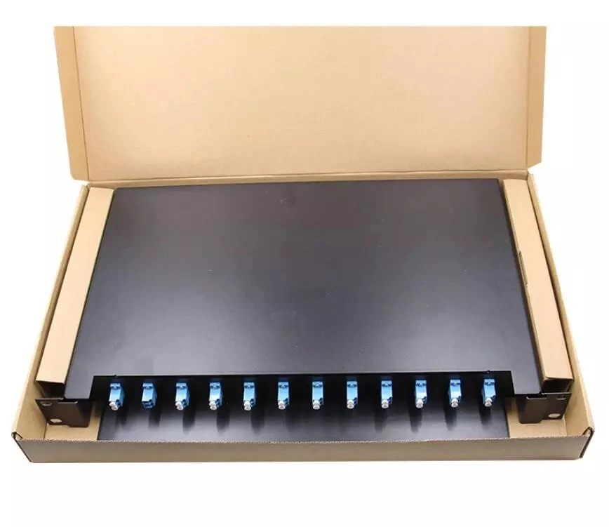 19 Inch Rack Mount ODF 1u 12 Port 12 Duplex Dx Sc 24 Fibers ODF Fiber Optic Patch Panel