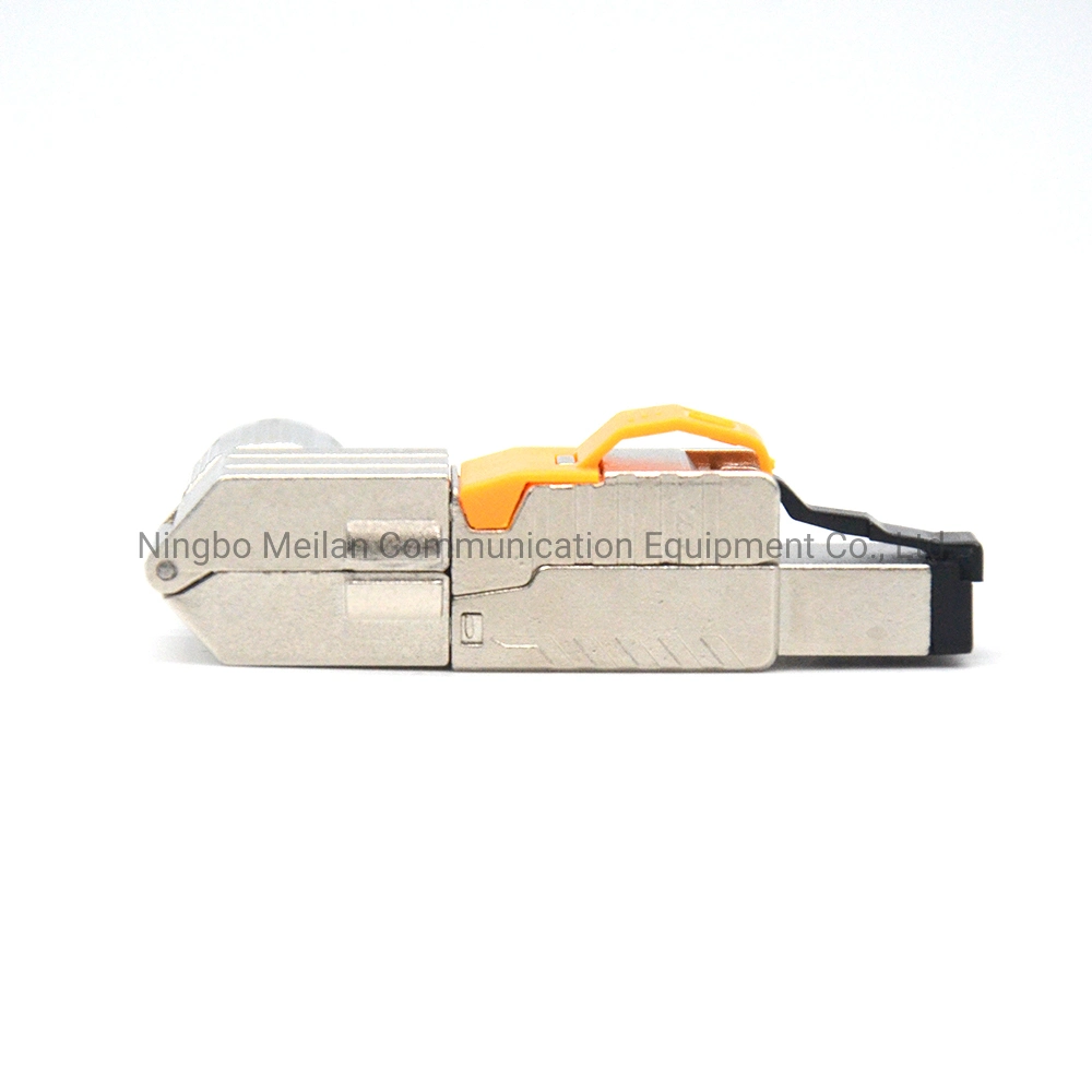 L Type Tool-Less Keystone Jack Cat. 7 Cat. 8 Toolless Shield 90 Degree Adjustable Modular Plug Connector