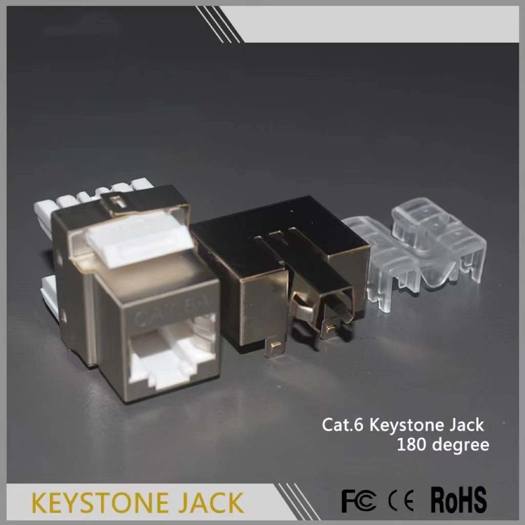 Terminating CAT6 shielded 180 degree Keystone Jack CAT6 RJ45 Connector modul