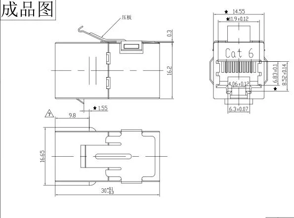 RJ45 Modular PCB Jack 8p8c and RJ45 Connector with 90 Degree LED RJ45 CAT6