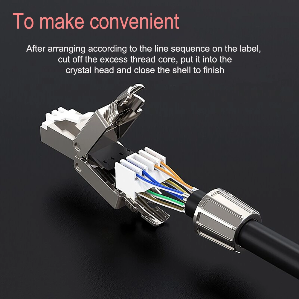 CAT6 Gigabit Shielded Crystal Head Reusable High Quality Metal RJ45 Connector