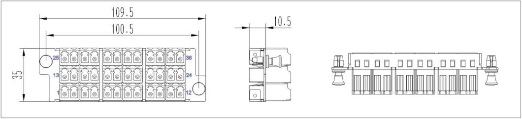 Ultrax 24 Fibers, LC Duplex Port Adapter Panel Plate for Flangeless Adapters, #F0002