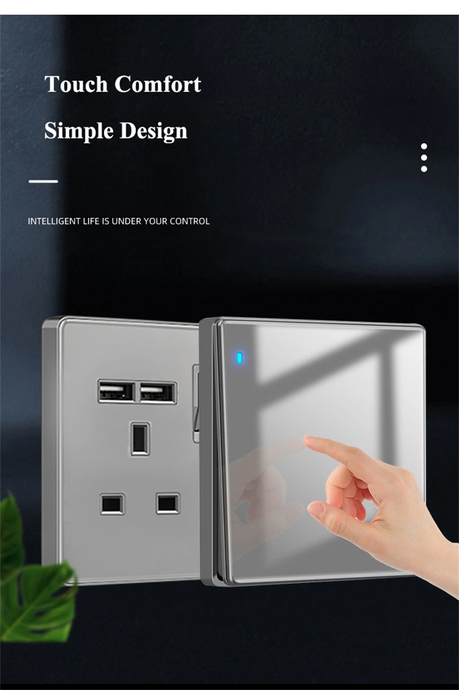 Double Connection 118 British 13A Socket USB Electrical Panel Light Switch 20A Cold Air Hot Water Household