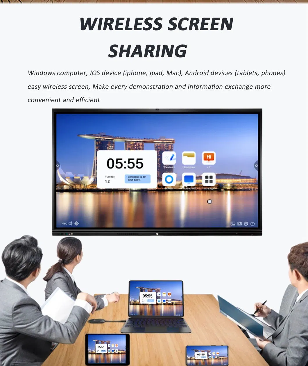 Customized Ultra HD 75inch Whiteboard Manufacturer OPS All in One IR Multi Touch Screen 4K Smart Board Interactive Flat Panel for School and Video Conference