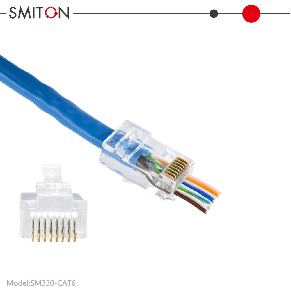 Ez RJ45 UTP Cat 6 Modular Plug 8p8c Ethernet Plug Pass Through Connector