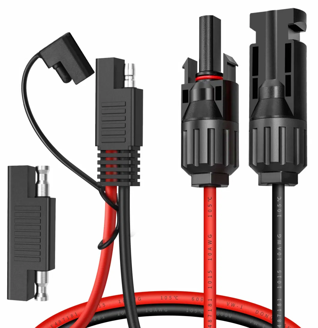 Solar Panel Connector Cable 10AWG SAE Connector to Male &amp; Female Solar Connectors for RV Solar Panel DC Power Battery Charger with SAE Polarity Reverse Adapter