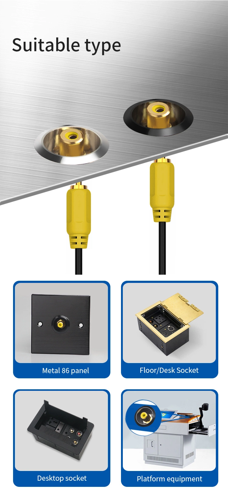 Seto High Quality RCA Adapter Soldering Yellow Insert Connector USB Panel Mounts