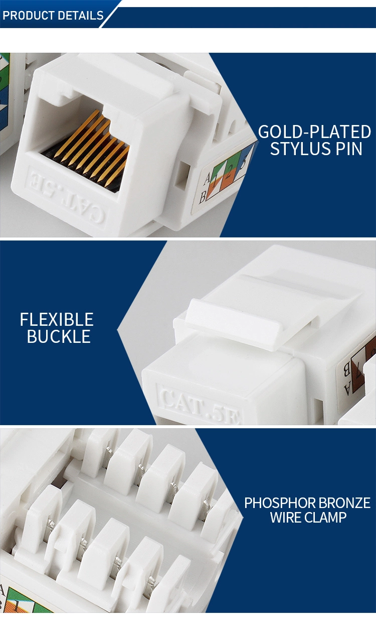 RJ45 Cat5e Keystone Jack 90-Degree Gigabit Network UTP CAT6 Connector