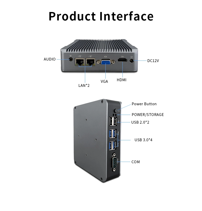 Senke 2 LAN Port RJ45 DDR4 4G SSD 128g N5100 Window 10/11 Portable X86 Industrial Fanless Mini PC 12V