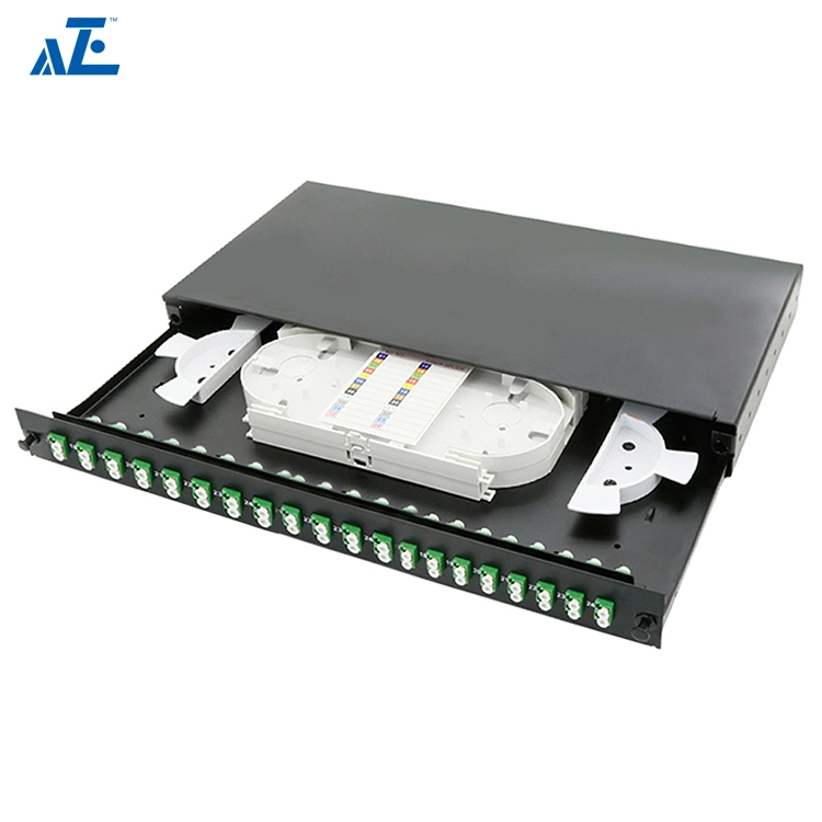 Aze Sliding 1u Fiber Patch Panel 19-Inch 24 Port Rack Mount Fiber Optic Patch Panel