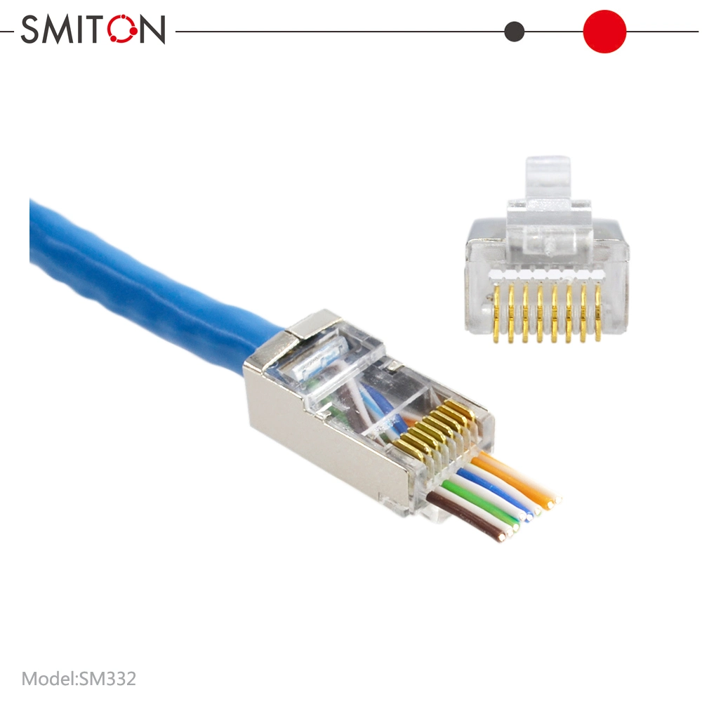 Ez Shielded CAT6 Pass Through Connector FTP Ethernet Network Cables Plug