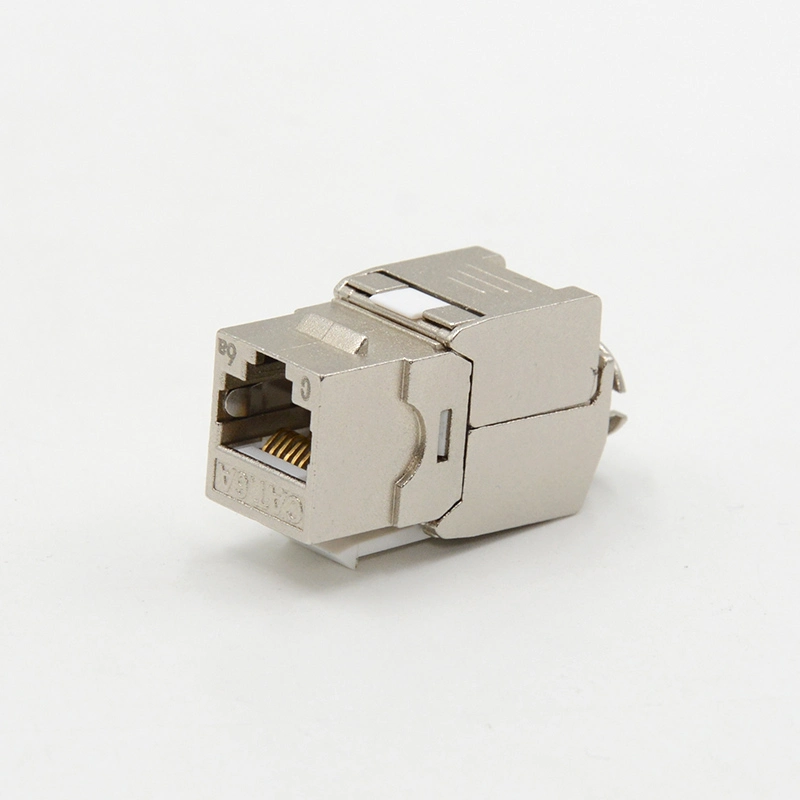 180 Degree RJ45 CAT6A Keystone Jack FTP Toolless Network Connector