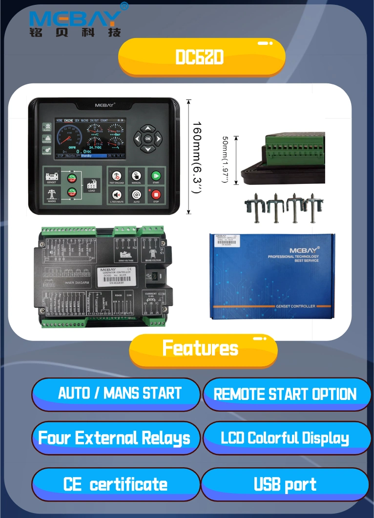 Hot Promotion PC Connection Genset Control Panel DC62dr More Options