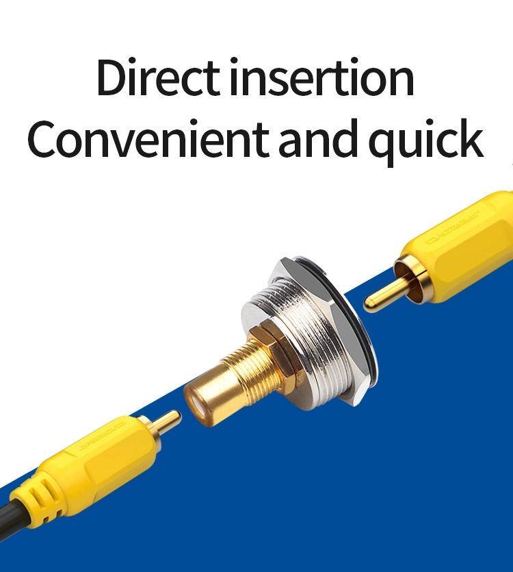 D Type Connector 22mm Dia. RCA Adapter AV in Line Connectors Video Audio AV Panel Mounts