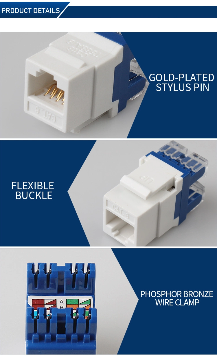 Network Connector Cable Wiring UTP CAT6 Keystone Jack RJ45 Connector