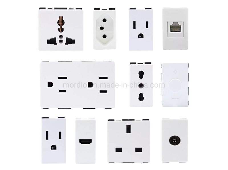 White Panel Multi Designer Brazil Columbia Ecuador Wall Switch and Socket