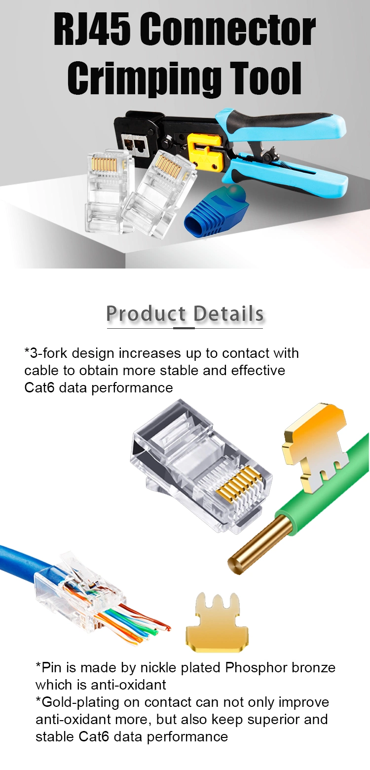 Gcabling Tool Kit 8p8c Plug UTP Modular RJ45 Connector 50PCS LAN Ubigear Pass Through Crimper