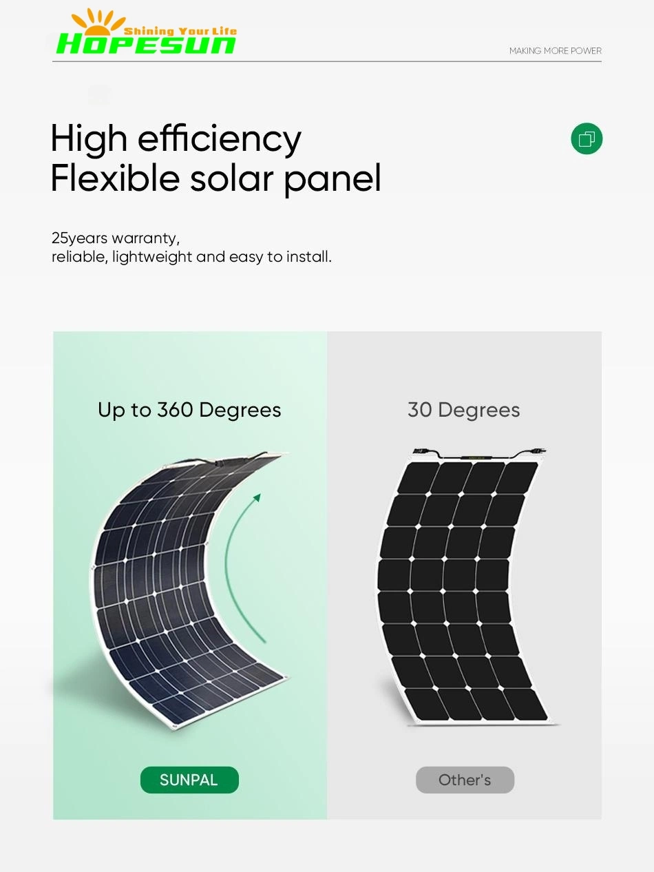 12V 24V Semi Flexible Solar Cell Panel with Mc4 Connectors