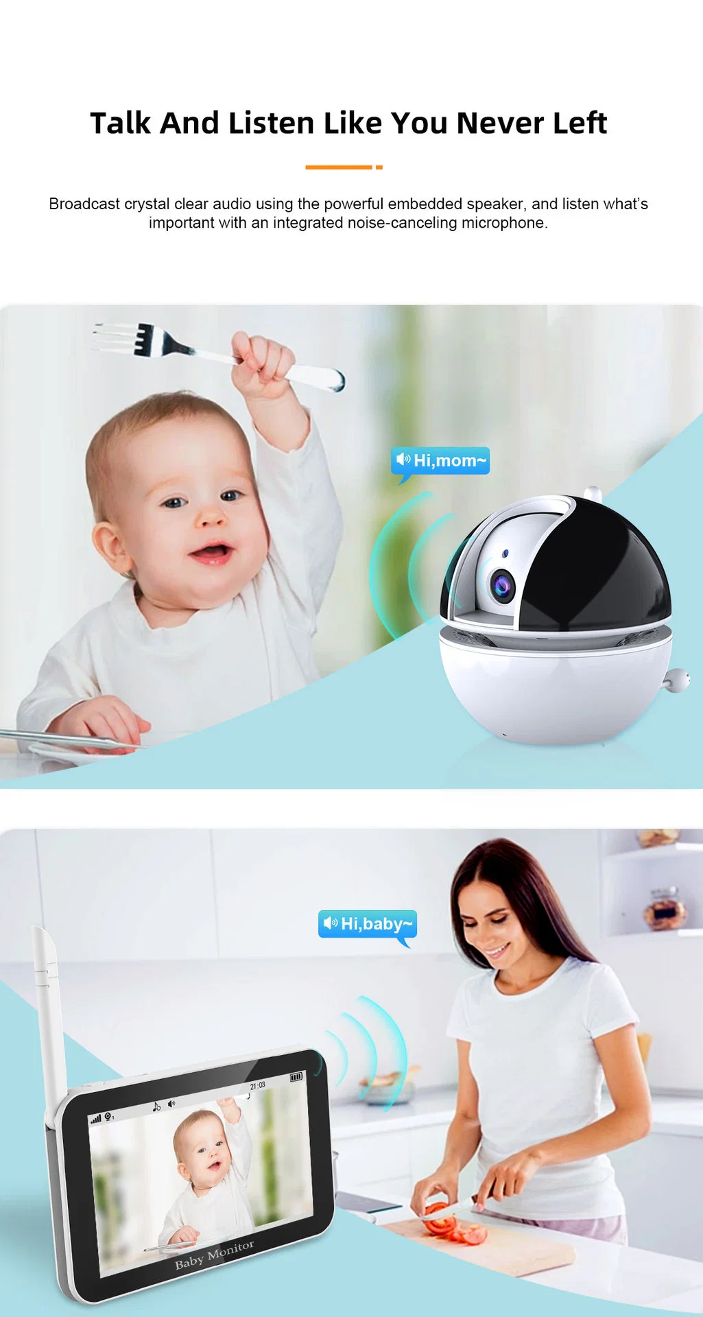 Smart IP Camera with 5inch LCD Screen+Touch Panel Baby Monitor of Surveillance Two Way Talk Night Vison LCD Display Baby Monitoring Camera