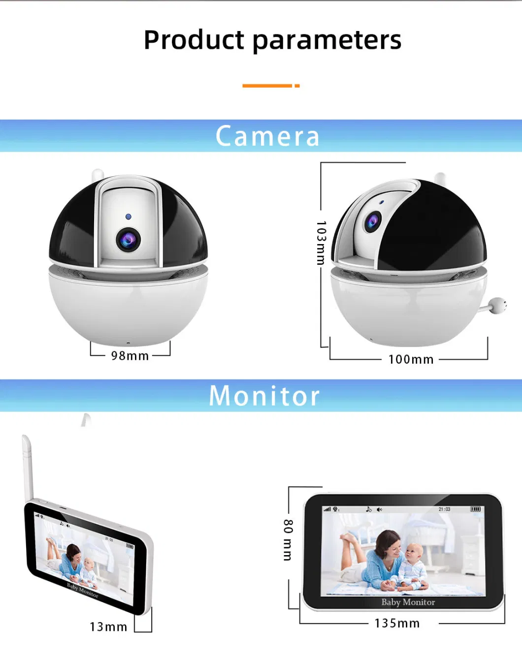 Smart IP Camera with 5inch LCD Screen+Touch Panel Baby Monitor of Surveillance Two Way Talk Night Vison LCD Display Baby Monitoring Camera