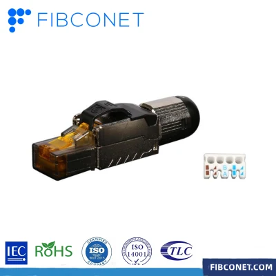 Connettore maschio modulare schermato RJ11 RJ45 Cat5e CAT6A/Cat7/Cat8 STP UTP FTP Connettori di rete 8p 8c senza utensili Jack Keystone