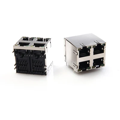 Presa per connettore per circuito stampato RJ45 a LED CON 2 porte e schermatura