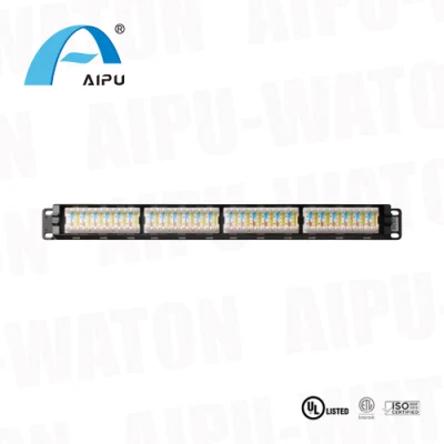 Il pannello patch vuoto schermato Aipu con barra di gestione offre 24 porte in un 1u Grande con prese Cat5e, CAT6, CAT6A