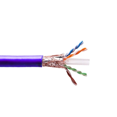 CAT6A SFTP schermato 0,58 mm 22AWG 305 m in rame nudo FT4 a fiamma Rullo sfuso di sicurezza e sicurezza per interni blu 600 MHz Fili