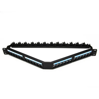 Jack Keystone RJ45 UTP a 24 porte 1u vuoto 19&amp;rdquor; pannello patch ad angolo V.