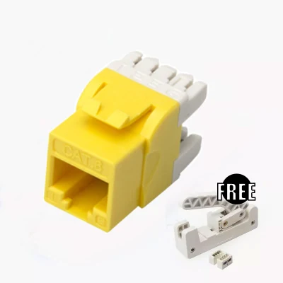 Punzonatrice UTP modulare non schermata Cat 6 LED giallo di rete Presa Keystone CAT6 CAT6A RJ45 Cat5e a 180 gradi in basso