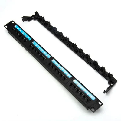 Pannello patch UTP CAT6 RJ45 Network a 24 porte 1u con Barra posteriore