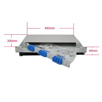 12 connettore SC duplex, adattatore per montaggio su rack, patch in fibra Pannello per porte 1u 24