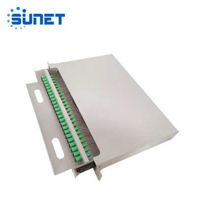 FTTH 1u 12 24 36 48 porte SC APC Pigtail Adattatore per montaggio in rack in fibra ottica, pannello patch ODF