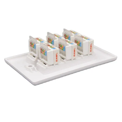 120 porte tipo 6 RJ45 Ethernet laterale Cat5 Cat6 bianco Con staffa di montaggio presa a muro ethernet