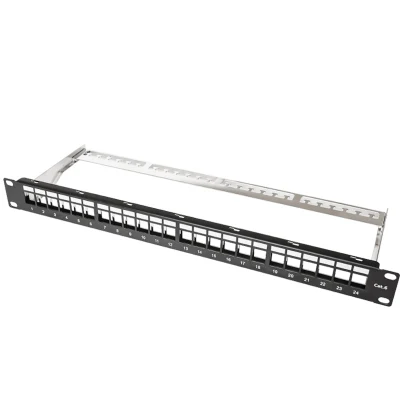 Rack da pannello patch RJ45 FTP schermato da 19&quot; a 24 porte 1u Montare vuoto vuoto con il filo di massa