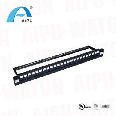 Porta 24 vuota non schermata per cavo Keystone jack Ethernet per esterni in fibra Pannello delle patch con barra di gestione per la rete Small Home Office