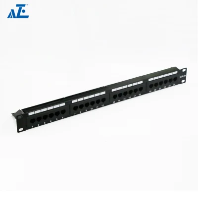 Pannello patch Cat5e per montaggio a parete a 24 porte Aze Network 1u Pannello patch per rack pass-through RJ45 Cat5e-C5epanel1u24