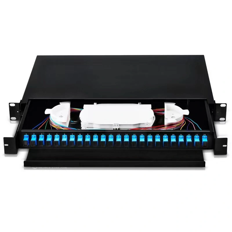 Wall Mounted Optical Fiber Distribution Frame/ODF/Patch Panel 12 24 48 144 Port for with Splice Tray and Sc LC FC Adapter