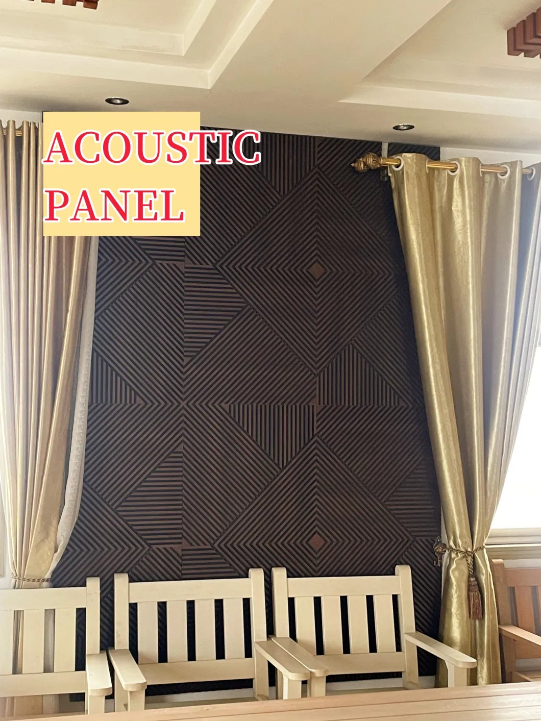 Square WPC Interior Carved Perforated Sound-Absorbing Panels with Polyester Cotton Backing
