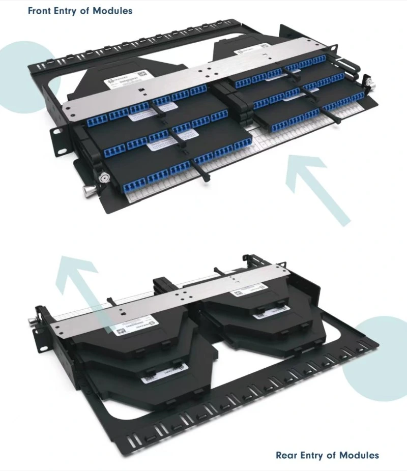 Simplified Design MPO/MTP Patch Panel for LAN, Voice, Radio, and Television: High-Density 1u Solution with 144 Fiber Optic Connections